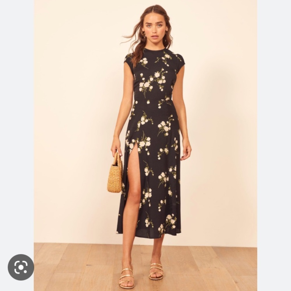 Reformation Gavin dress floral on black